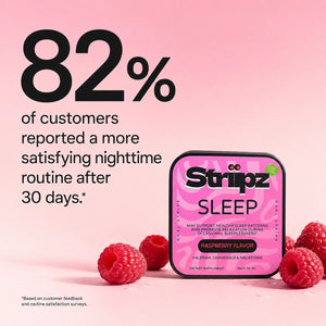 Sleep Aid Strips – 82% of customers reported a more satisfying nighttime routine after 30 days with melatonin, valerian, chamomile, lavender, and hibiscus for restful sleep and relaxation