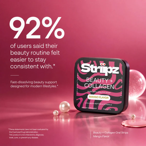 Beauty + Collagen Strips – 92% of users said their beauty routine felt easier to stay consistent with – fast-dissolving beauty support for modern lifestyles
