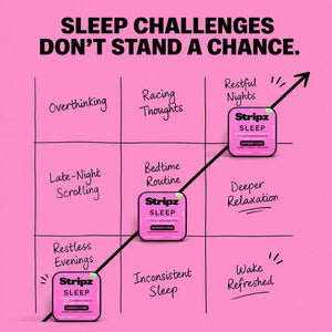 Sleep Aid Strips – solution for overthinking, racing thoughts, late-night scrolling, restless evenings, and inconsistent sleep with melatonin, valerian, chamomile, lavender, and hibiscus for restful nights and deeper relaxation
