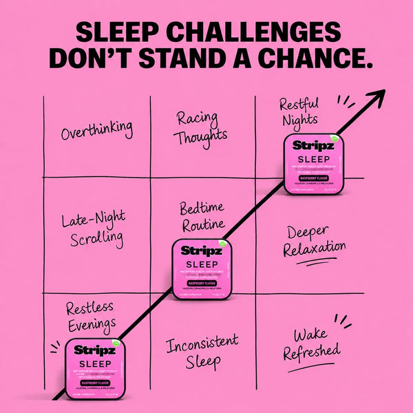 Sleep Aid Strips – solution for overthinking, racing thoughts, late-night scrolling, restless evenings, and inconsistent sleep with melatonin, valerian, chamomile, lavender, and hibiscus for restful nights and deeper relaxation