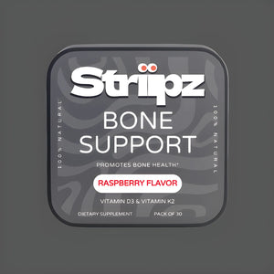 Bone Support Strips – Vitamin D3 and K2 oral strips for bone health support, promotes bone density, raspberry flavor, 30-count dietary supplement