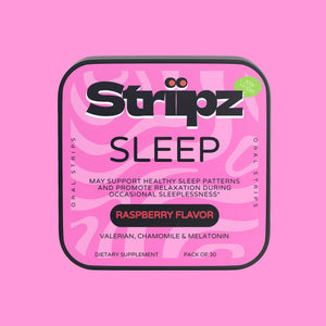 Sleep Aid Strips – melatonin, valerian and chamomile oral strips for restful sleep, relaxation and nighttime wellness, raspberry flavor, 30-count dietary supplement