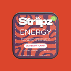 Energy Strips – L-Theanine, Caffeine and Vitamin B12 oral strips for sustained energy, focus and fatigue support, cranberry flavor, 30-count dietary supplement