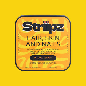 Hair, Skin, and Nails Strips – Biotin 5000 mcg, Folate and Vitamin D3 oral strips for healthy hair, radiant skin and strong nails, orange flavor, 30-count dietary supplement