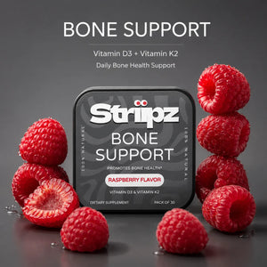 Bone Support – Vitamin D3 and K2 oral strips for daily bone health support, promotes bone health, raspberry flavor, 100% natural