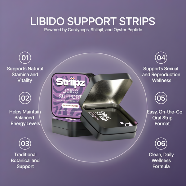 How to use Libido Support Strips – place one chocolate strip on tongue for daily support