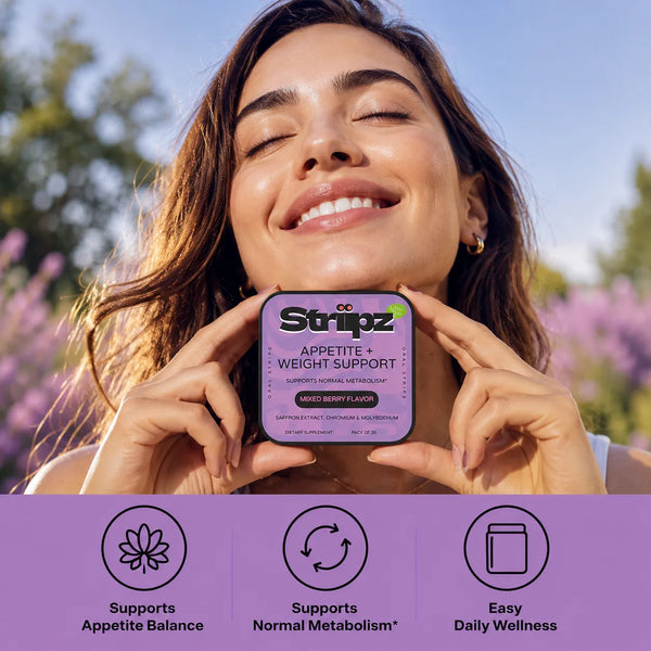 Appetite Balance and Weight Support Strips – supports appetite balance and normal metabolism with saffron extract, chromium, and molybdenum – easy daily wellness