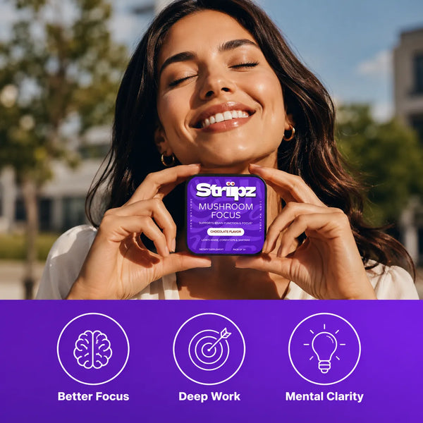 Mushroom Focus Strips – better focus, deep work, and mental clarity with Lion's Mane, Cordyceps, and Shiitake for cognitive support and sustained productivity