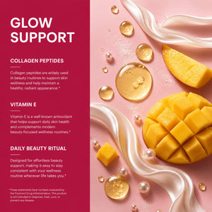 Beauty + Collagen Strips ingredient benefits – collagen peptides for skin wellness and radiant appearance, Vitamin E for antioxidant support and daily skin health