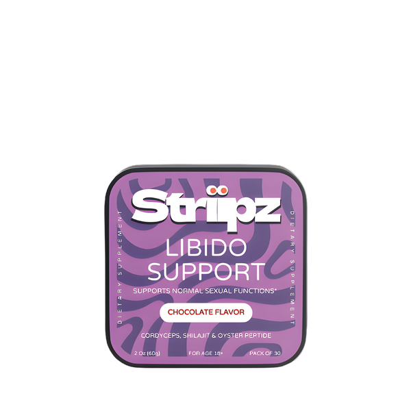 Strippz libido support supplement packaging on a white background