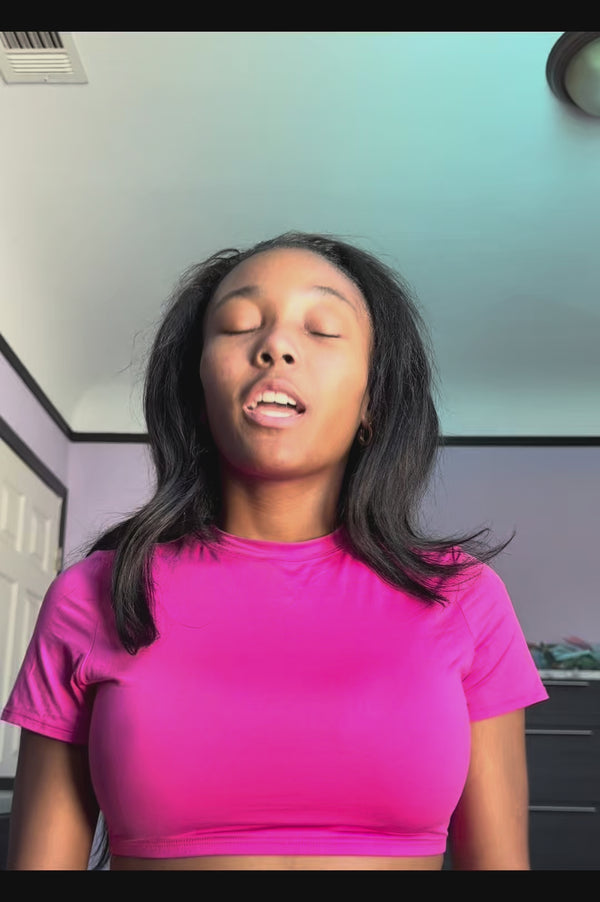 Woman showcasing Striipz Sleep supplement strips while discussing her bedtime routine