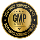 GMP Certified badge with gold and black design on a white background